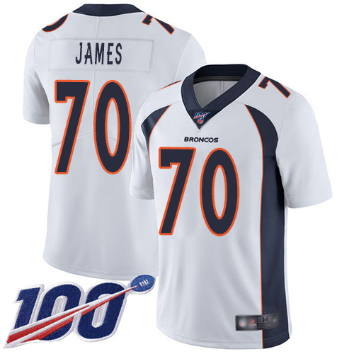Men Denver Broncos 70 Ja Wuan James White Vapor Untouchable Limited Player 100th Season Football NFL Jersey